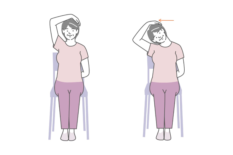 首の側屈ストレッチのイラスト